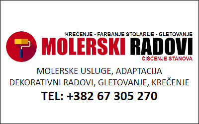 KREČENJE -  MOLERSKI RADOVI, TEL: +382 67 305 270